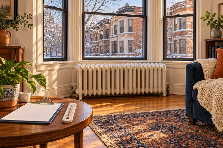 Chicago apartment radiator, thermometer and landlord heating maintenance checklist.