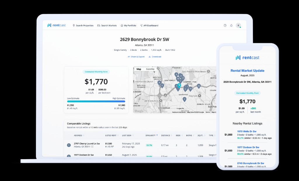 RentCast rent alerts and mobile portfolio updates